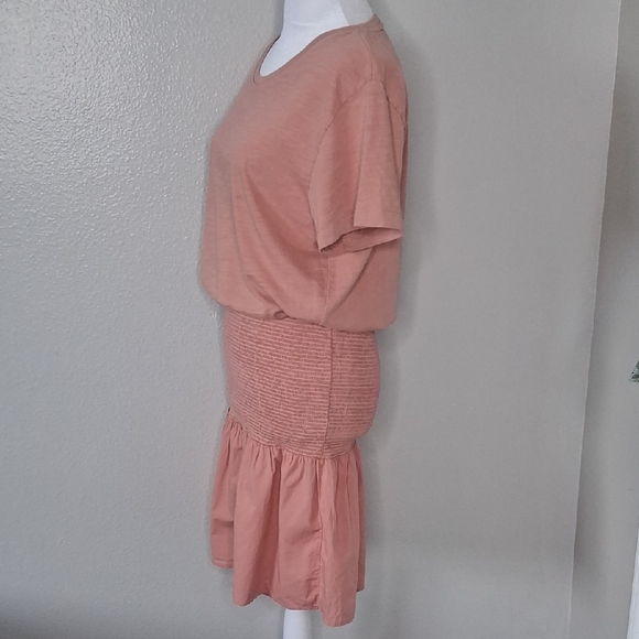 Nation LTD Kacy Combo Dress Pink Glaze Short Smocked Designer Boho Summer Size M - Picture 3 of 15